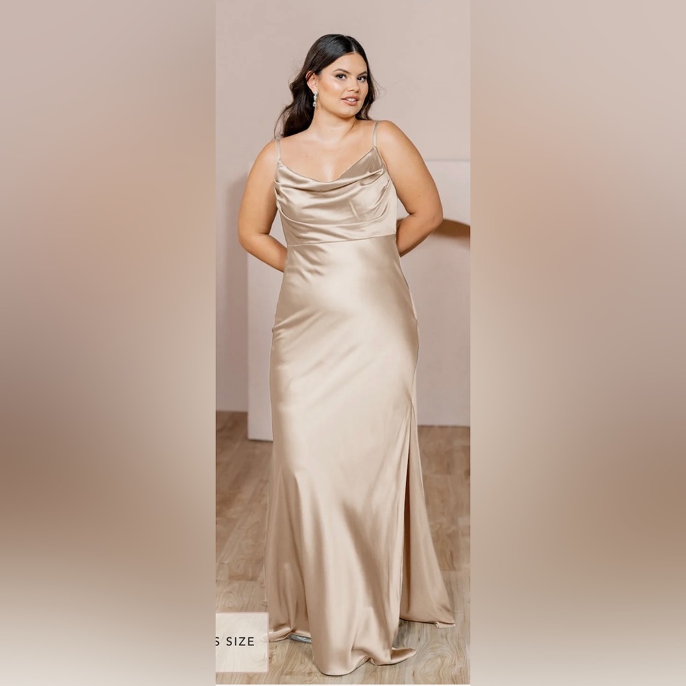 Revelry Skye Satin Dress - Gold Champagne